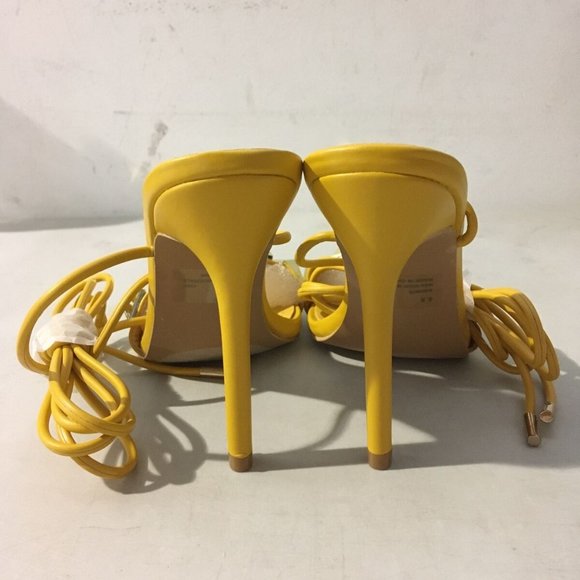 NWT‎ CAPE ROBBIN AIGO GOLD STUDDED LACE UP HEELS YELLOW 5.5 - Picture 14 of 16